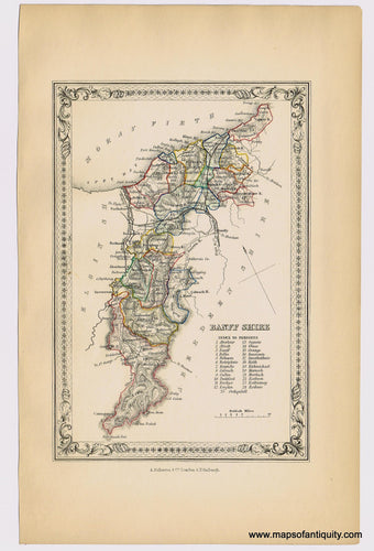 Genuine-Antique-Hand-colored-Map-Banff-Shire-Scotland--1855-A-Fullarton-Co--Maps-Of-Antiquity