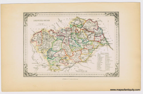Genuine-Antique-Hand-colored-Map-Berwick-Shire-Scotland--1855-A-Fullarton-Co--Maps-Of-Antiquity