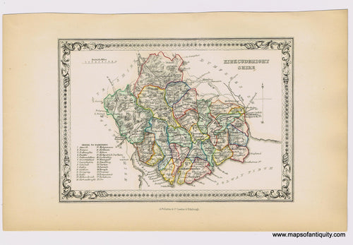 Genuine-Antique-Hand-colored-Map-Kirkcudbright-Shire-Scotland--1855-A-Fullarton-Co--Maps-Of-Antiquity