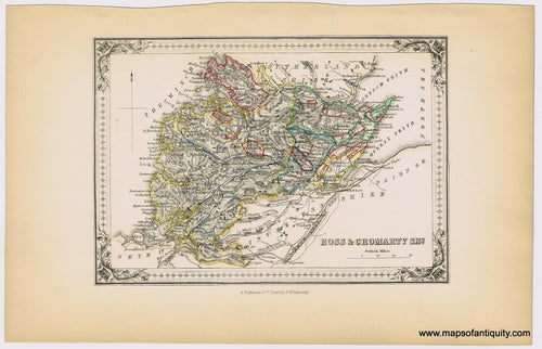 Genuine-Antique-Hand-colored-Map-Ross-Cromarty-Shires-1855-A-Fullarton-Co--Maps-Of-Antiquity