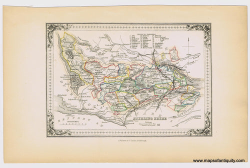 Genuine-Antique-Hand-colored-Map-Stirling-Shire-1855-A-Fullarton-Co--Maps-Of-Antiquity