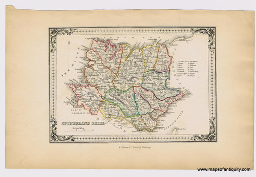 Genuine-Antique-Hand-colored-Map-Sutherland-Shire-1855-A-Fullarton-Co--Maps-Of-Antiquity