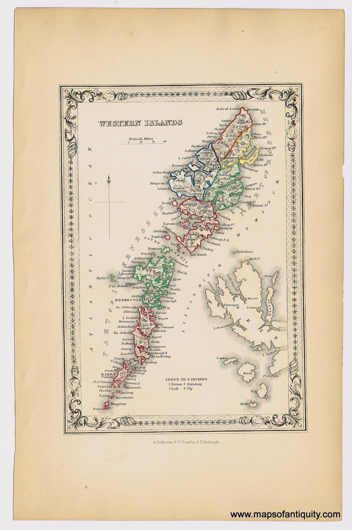 Genuine-Antique-Hand-colored-Map-Western-Islands-1855-A-Fullarton-Co--Maps-Of-Antiquity