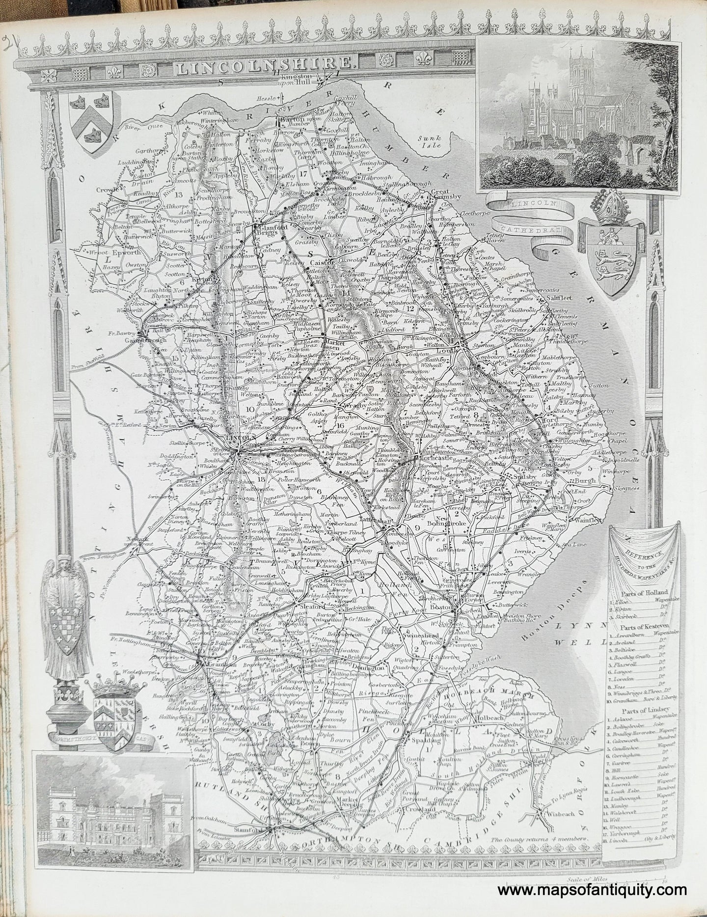Genuine-Antique-Map-Lincolnshire-1850-Virtue-Maps-Of-Antiquity