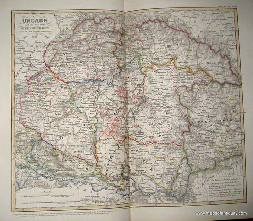 Antique-Hand-Colored-Map-Hungary---Ungarn-und-ein-Theil-von-Siebenburgen-Europe-Hungary-circa-1853-Stieler-Maps-Of-Antiquity