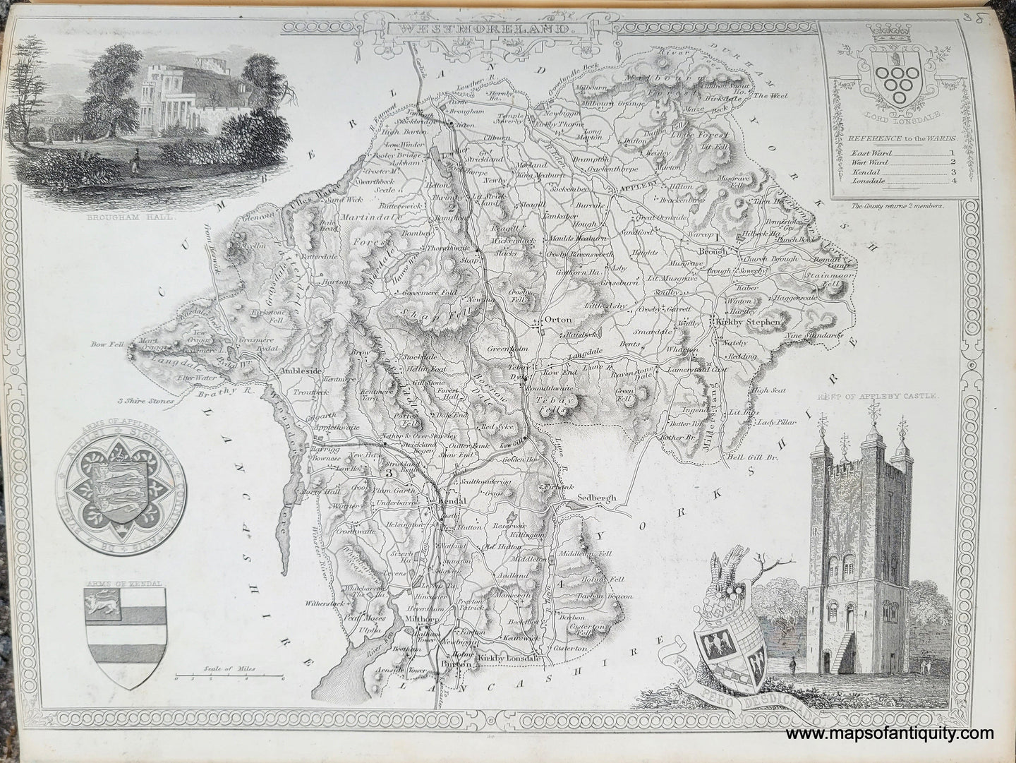 Genuine-Antique-Map-Westmoreland-1850-Virtue-Maps-Of-Antiquity