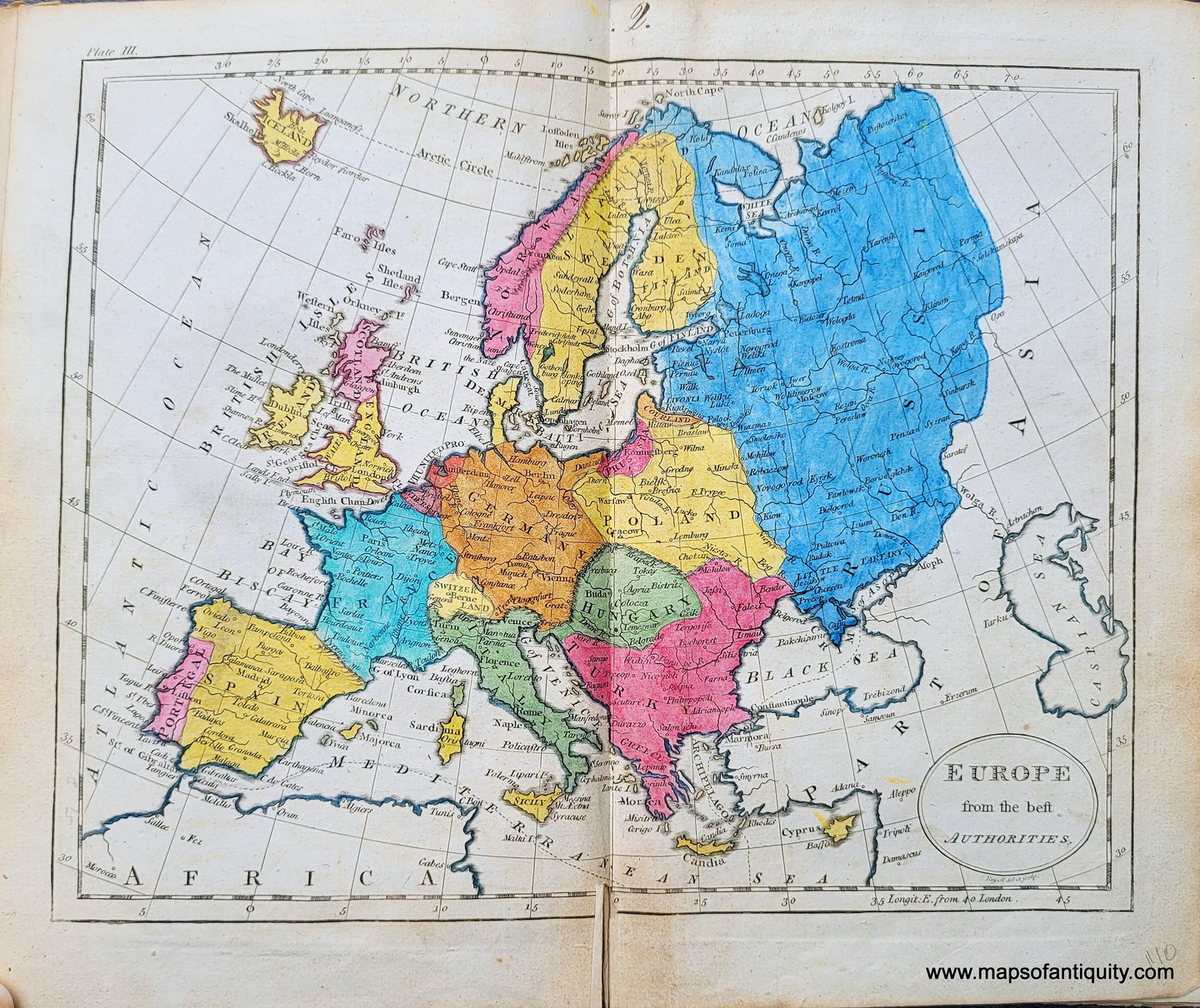 Genuine-Antique-Map-Europe-from-the-best-Authorities-1800-Russell-Guthrie-Maps-Of-Antiquity