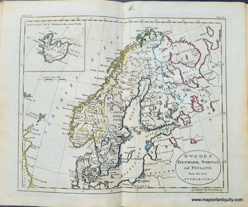 Genuine-Antique-Map-Sweden-Denmark-Norway-and-Finland-from-the-best-Authorities-1800-Russell-Guthrie-Maps-Of-Antiquity