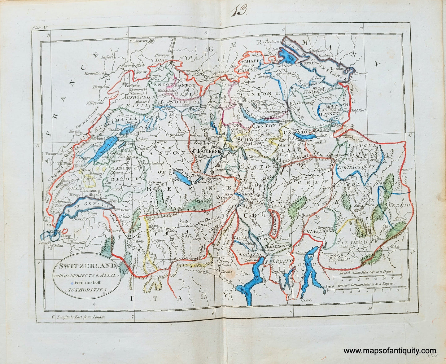 Genuine-Antique-Map-Switzerland-with-its-Subjects-and-Allies-from-the-best-Authorities-1800-Russell-Guthrie-Maps-Of-Antiquity