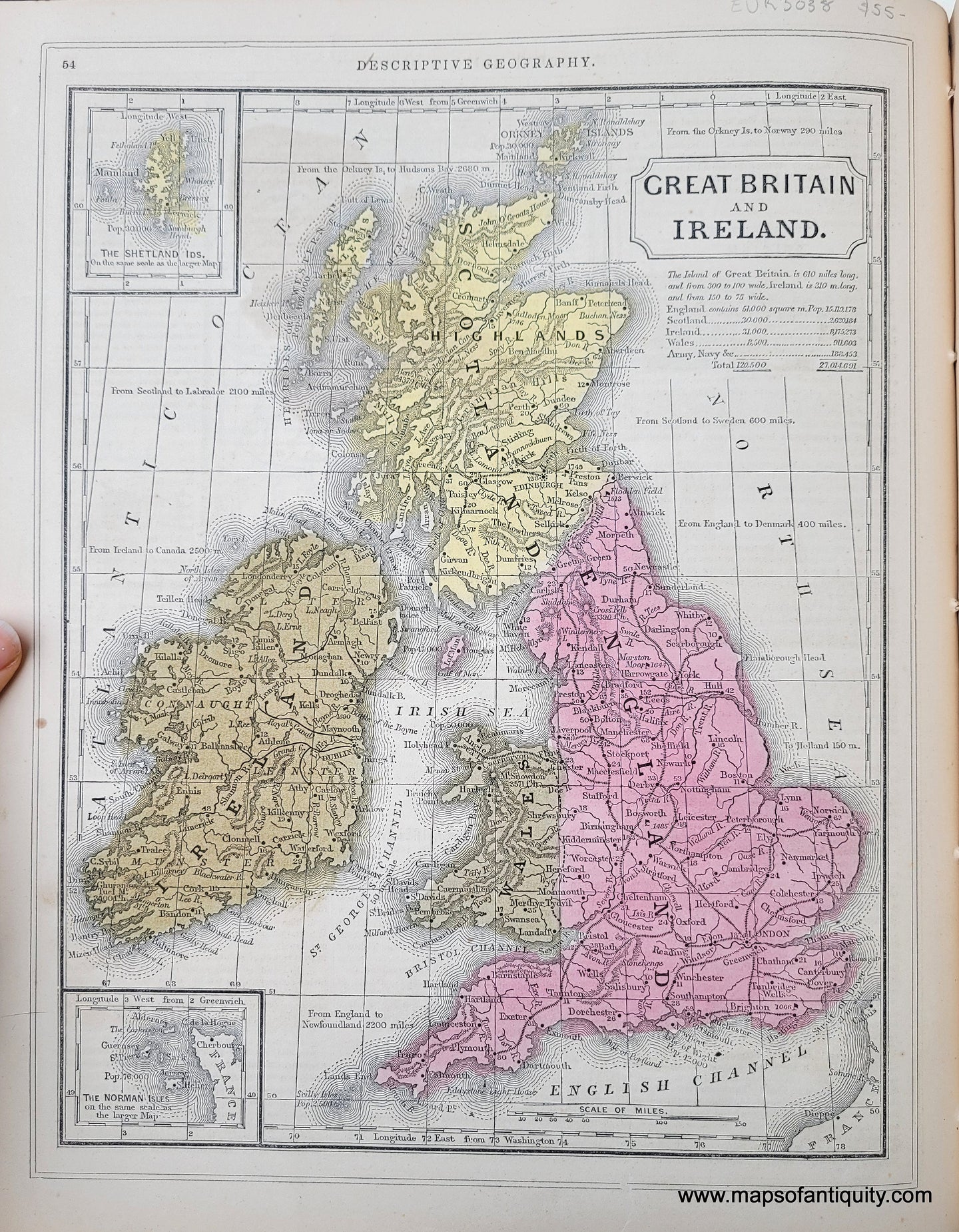 Genuine-Antique-Hand-Colored-Map-Great-Britain-and-Ireland-1850-Mitchell-Thomas-Cowperthwait-Co--Maps-Of-Antiquity
