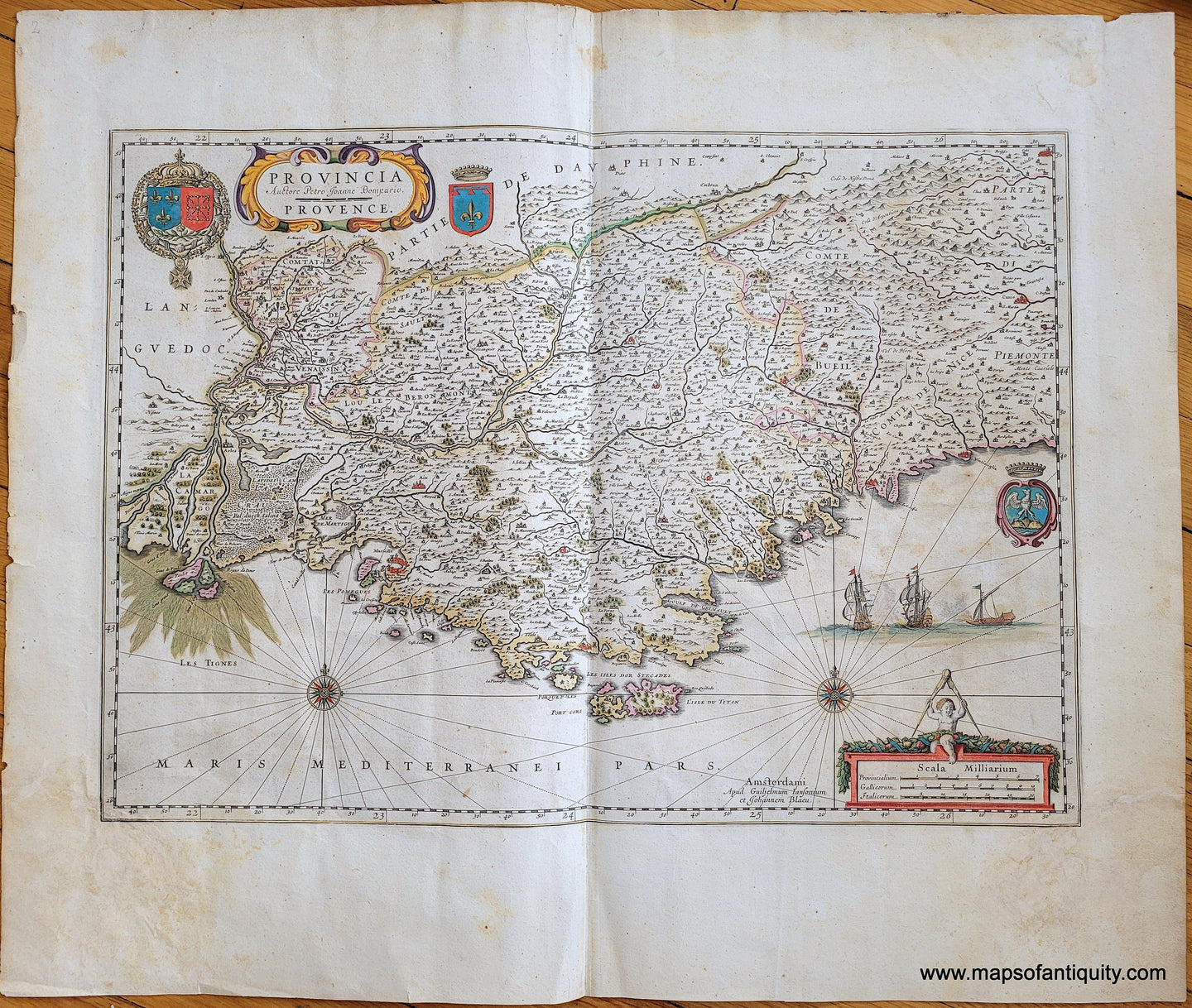 Genuine-Antique-Map-Provincia---Provence-France-1640-Blaeu-Maps-Of-Antiquity