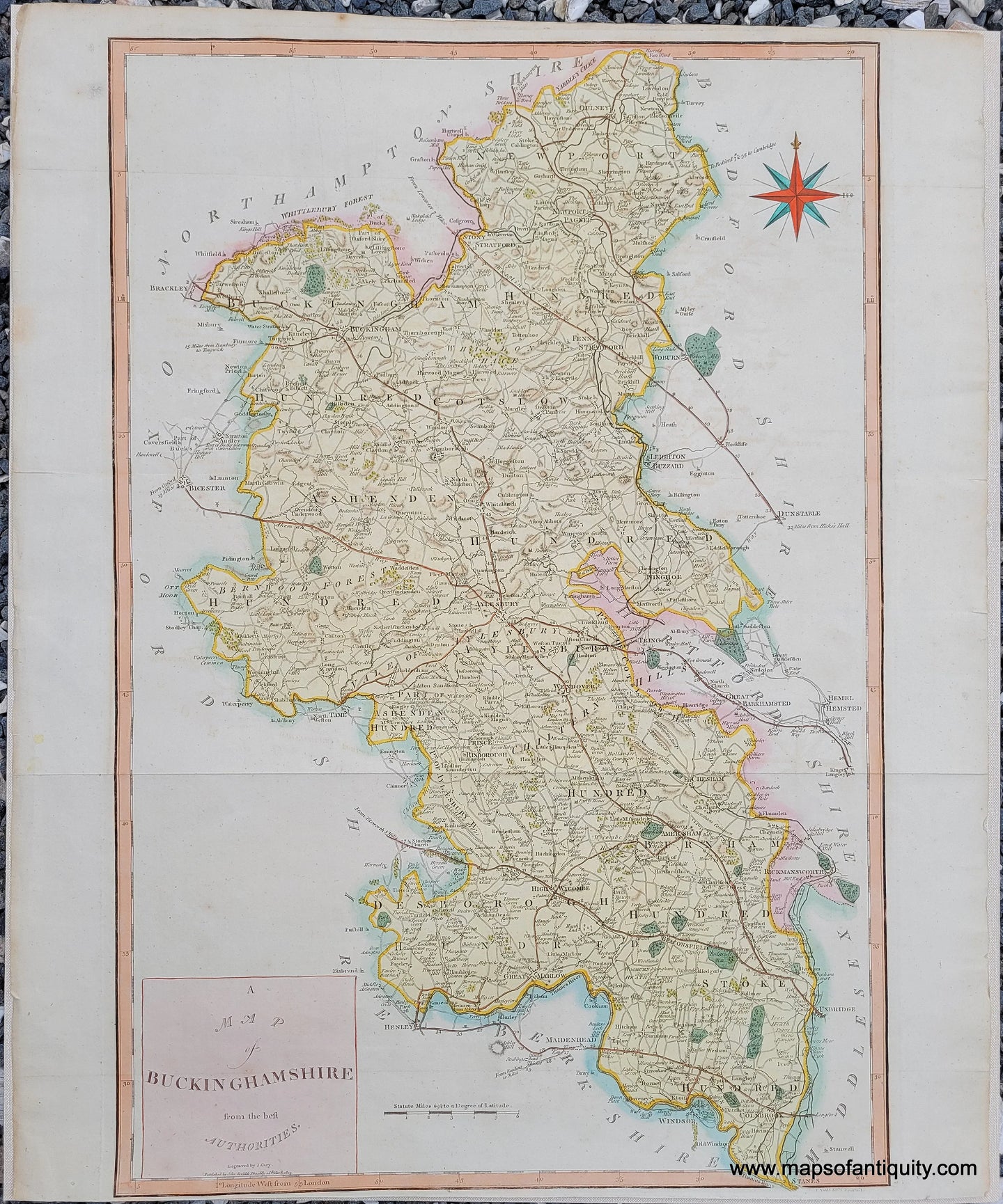 Genuine-Antique-Map-A-Map-of-Buckinghamshire-from-the-best-Authorities-1805-John-Cary-Maps-Of-Antiquity