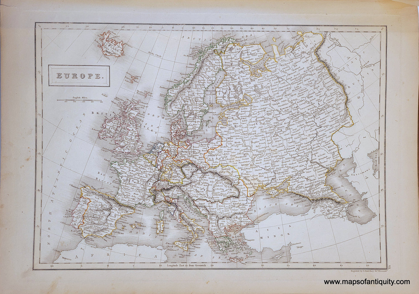 Genuine-Antique-Map-Europe-1841-Black-Maps-Of-Antiquity
