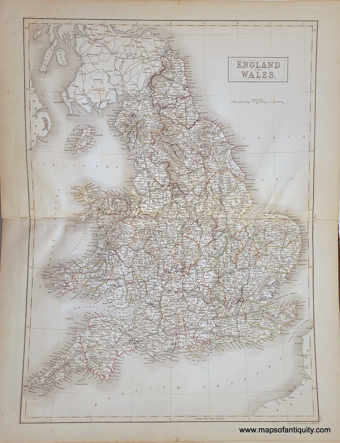 Genuine-Antique-Map-England-and-Wales-1841-Black-Maps-Of-Antiquity