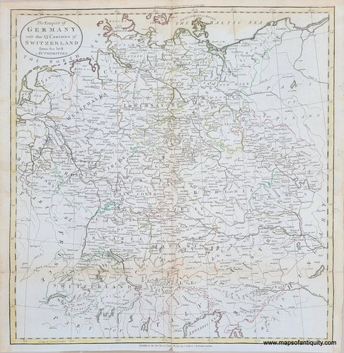 Genuine-Antique-Map-The-Empire-of-Germany-with-the-13-Cantons-of-Switzerland-from-the-best-Authorities-1785-Guthrie-Dilly---Robinson-Maps-Of-Antiquity