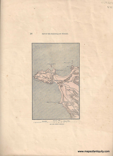 Genuine-Antique-Map-Map-of-the-Peninsula-of-Peniche-Portugal--1865-Harper-Brothers-Maps-Of-Antiquity