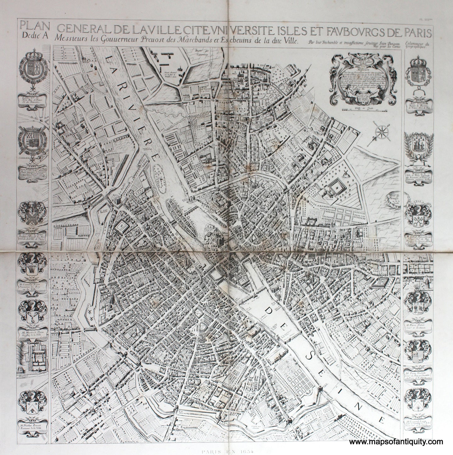 Genuine-Antique-Map-Paris-en-1654-Plan-General-de-la-Ville-Cite-Universite-Isles-et-Faubourgs-de-Paris-1880-Jean-Charles-Adolphe-Alphand-Maps-Of-Antiquity