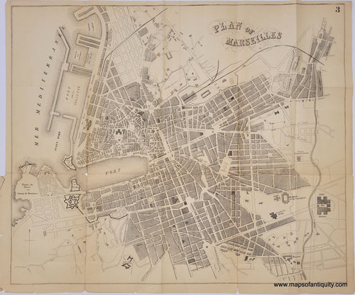 Genuine-Antique-Map-Plan-of-Marseilles-France--1895-Bradshaw-Maps-Of-Antiquity