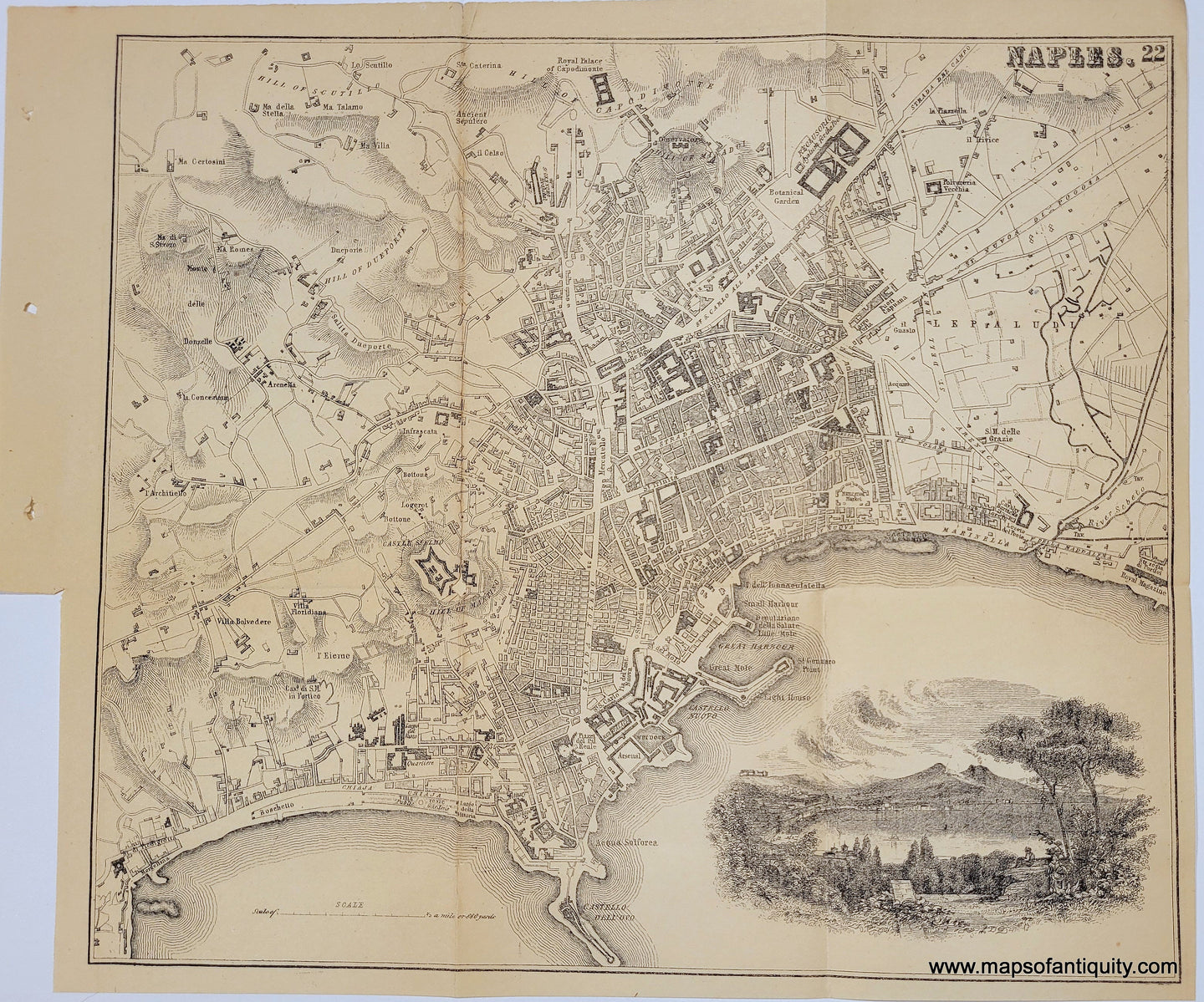 Genuine-Antique-Map-Naples-Italy--1895-Bradshaw-Maps-Of-Antiquity