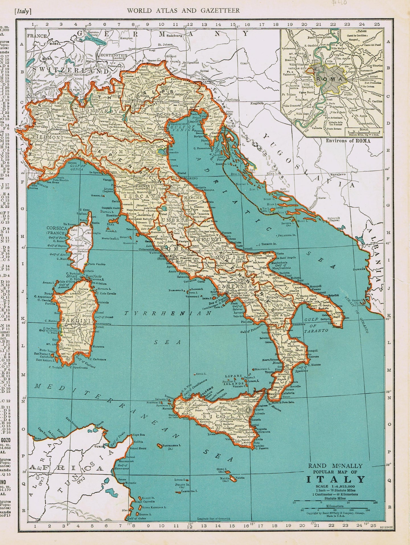 Genuine-Antique-Map-Popular-Map-of-Italy-1940-Rand-McNally-Maps-Of-Antiquity
