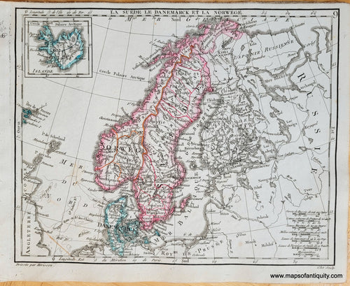 Genuine-Antique-Map-Scandinavia-La-Suede-Le-Danemarck-et-la-Norwege-Scandinavia-1816-Herisson-Maps-Of-Antiquity-1800s-19th-century