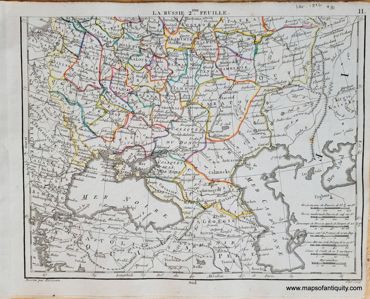 Genuine-Antique-Map-Part-of-Russia-La-Russie-2eme-Feuille-Russia-1816-Herisson-Maps-Of-Antiquity-1800s-19th-century