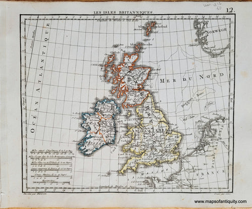 Genuine-Antique-Map-United-Kingdom-Les-Isles-Britanniques-United-Kingdom-1816-Herisson-Maps-Of-Antiquity-1800s-19th-century