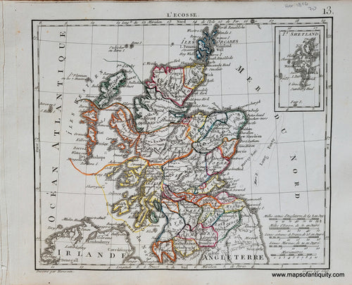 Genuine-Antique-Map-Scotland-LEcosse-Scotland-1816-Herisson-Maps-Of-Antiquity-1800s-19th-century