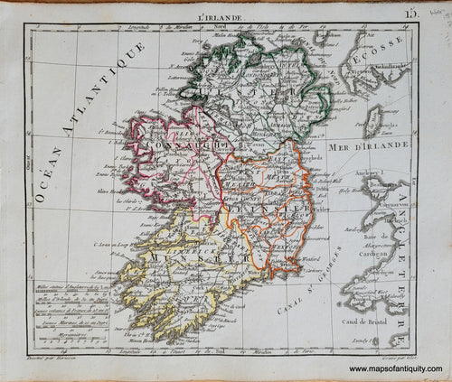 Genuine-Antique-Map-Ireland-LIrelande-Ireland-1816-Herisson-Maps-Of-Antiquity-1800s-19th-century