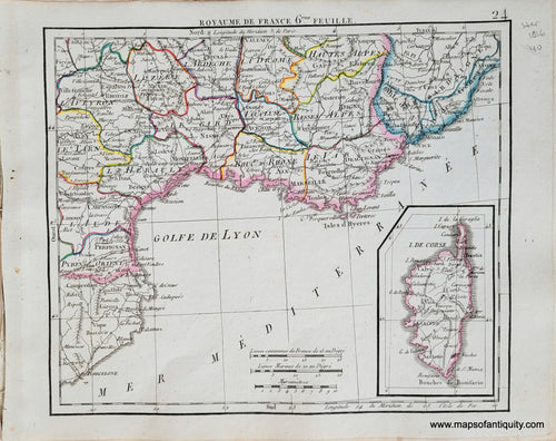 Genuine-Antique-Map-France-in-6-sheets-Sheet-6-Royaume-de-France-6eme-Feuille-France-1816-Herisson-Maps-Of-Antiquity-1800s-19th-century