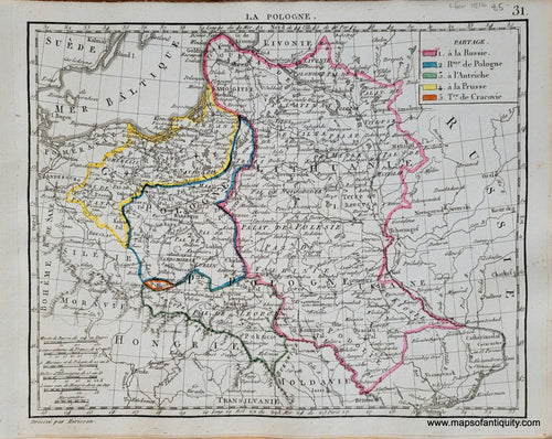 Genuine-Antique-Map-Poland-La-Pologne-Poland-1816-Herisson-Maps-Of-Antiquity-1800s-19th-century