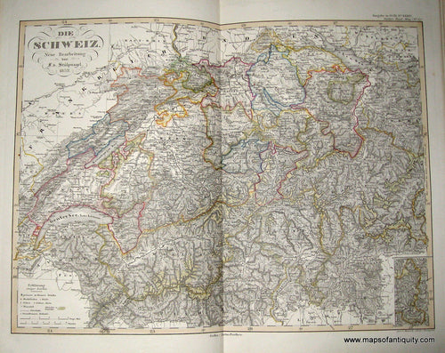 Antique-Hand-Colored-Map-Switzerland---Die-Schweiz-Europe-Switzerland-circa-1852-Stieler-Maps-Of-Antiquity