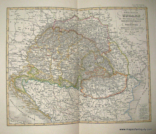Antique-Hand-Colored-Map-Galizien-Ungarn-mit-Slavonien-und-Croatien-Siebenburgen-und-Dalmatien-Moldau-Wallachey-Europe-Hungary-circa-1849-Stieler-Maps-Of-Antiquity