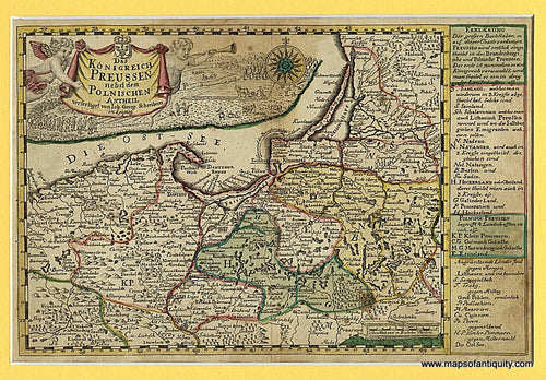 Antique-Hand-Colored-Map-Das-Konigreich-Preussen-nebst-dem-Polnischen-Antheil.**********-Europe-Prussia-1744-Johann-George-Schreibern-Maps-Of-Antiquity