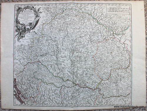 Antique-Hand-Colored-Map-Royaume-de-Hongrie-Principaute-de-Transilvanie-Sclavonie-Croatie-et-partie-de-la-Principaute-de-Valaquie-de-la-Bosnie-de-la-Servie-et-de-la-Bulgarie.**********-Europe-Hungary-1751-Robert-de-Vaugondy-Maps-Of-Antiquity