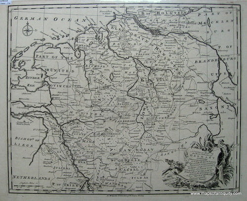 Black-and-White-Antique-Map-Northwest-Germany-Europe-Germany-1744-Emanuel-Bowen-Maps-Of-Antiquity