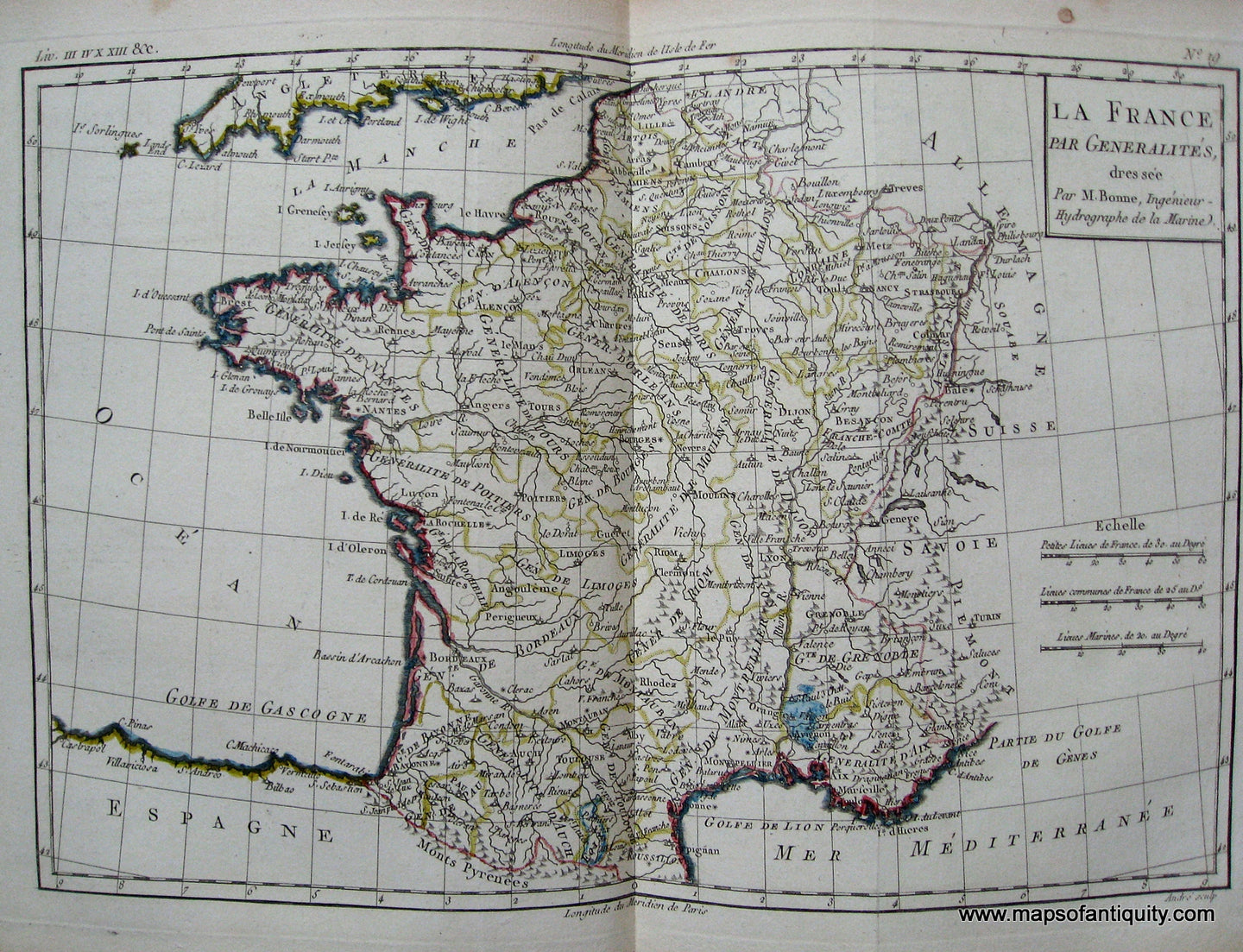 Antique-Hand-Colored-Map-La-France.-Europe-France-1780-Raynal-and-Bonne-Maps-Of-Antiquity