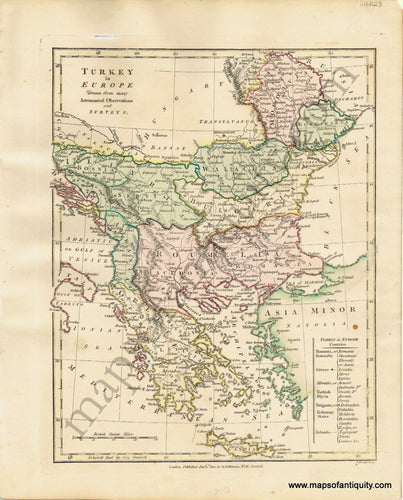 Antique-Hand-Colored-Map-Turkey-in-Europe-Drawn-from-many-Astronomical-Observations-and-Surveys.-Jan.-1st-1800.-Europe-Turkey-1803-Wilkinson-Maps-Of-Antiquity
