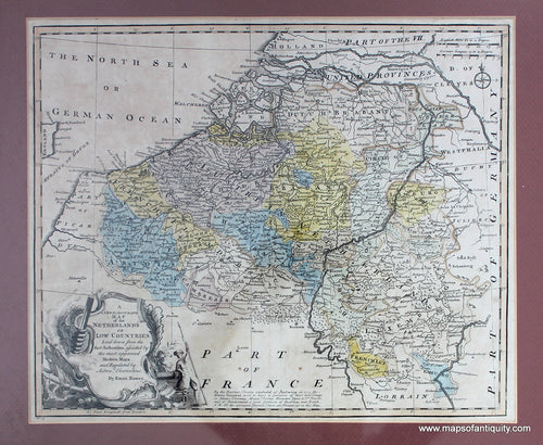 Antique-Hand-Colored-Map-A-New-Accurate-Map-of-the-Netherlands-or-Low-Countries.-Belgium--1747-Bowen-Maps-Of-Antiquity