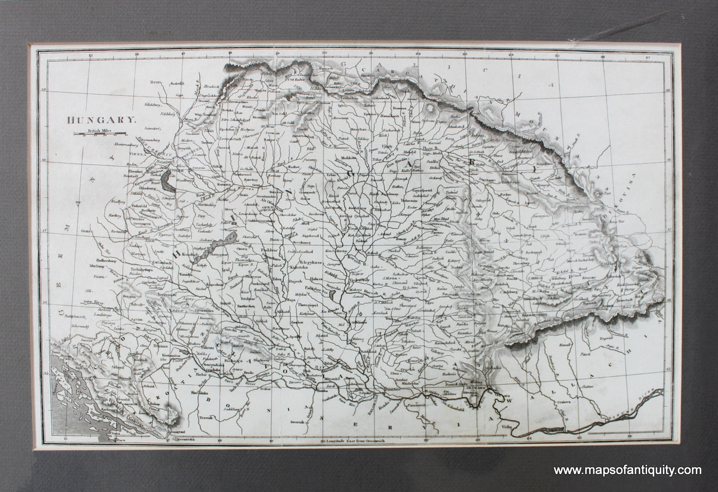 Black-and-White-Antique-Map-Hungary.**********-Hungary--1806-Abraham-Rees-Maps-Of-Antiquity