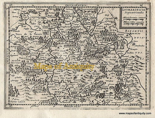 Black-and-White-Antique-Map-Lotharingia-Septentrionalis-Belgium-Belgium--1676-Van-Waesberge-Maps-Of-Antiquity