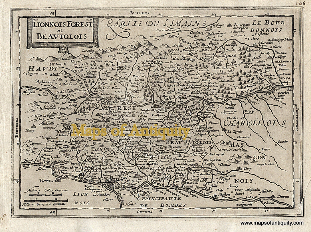 Black-and-White-Antique-Map-Lionnois-Forest-et-Beaulois-France-France--1676-Van-Waesberge-Maps-Of-Antiquity