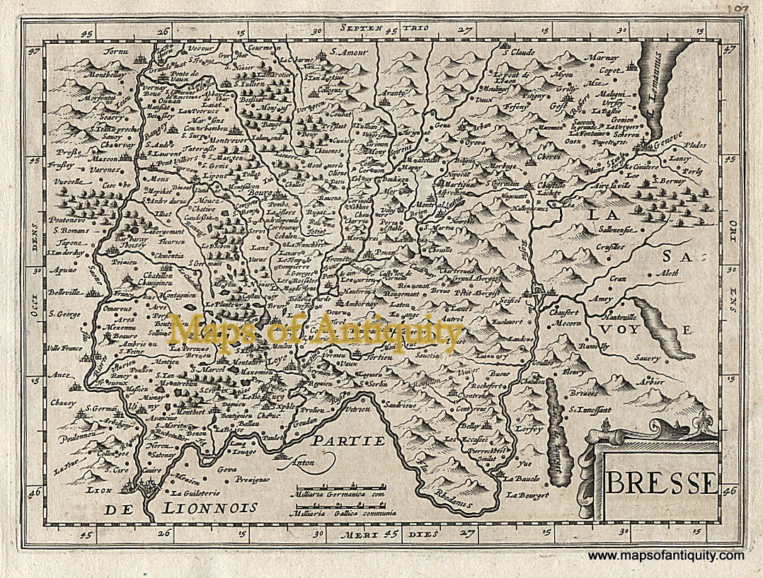 1676 - Bresse, France - Antique Map