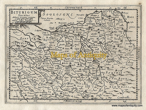 Black-and-White-Antique-Map-Biturigum-Ducatus-France-France--1676-Van-Waesberge-Maps-Of-Antiquity