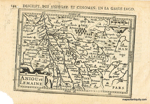 Black-and-White-Antique-Map-Aniou-et-Lemaine-France-****-Europe-France-1616-Petrus-Bertuis-Maps-Of-Antiquity