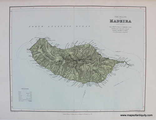 Antique-Printed-Color-Map-The-Island-of-Madeira-**********-Europe-Portugal-1904-Stanford-Maps-Of-Antiquity