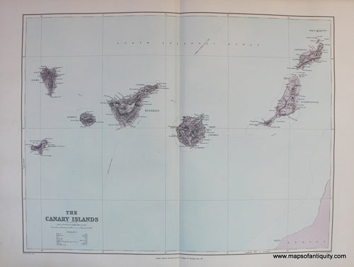 Antique-Printed-Color-Map-The-Canary-Islands-Europe-Spain-1894-Stanford-Maps-Of-Antiquity