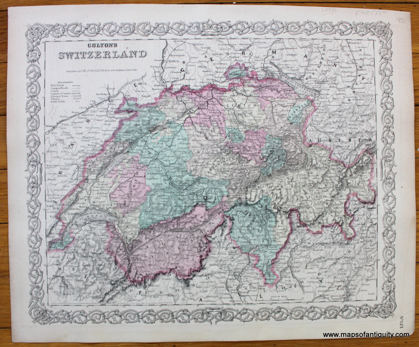 Antique-Hand-Colored-Map-Colton's-Switzerland-Europe-Switzerland-1855-Colton-Maps-Of-Antiquity