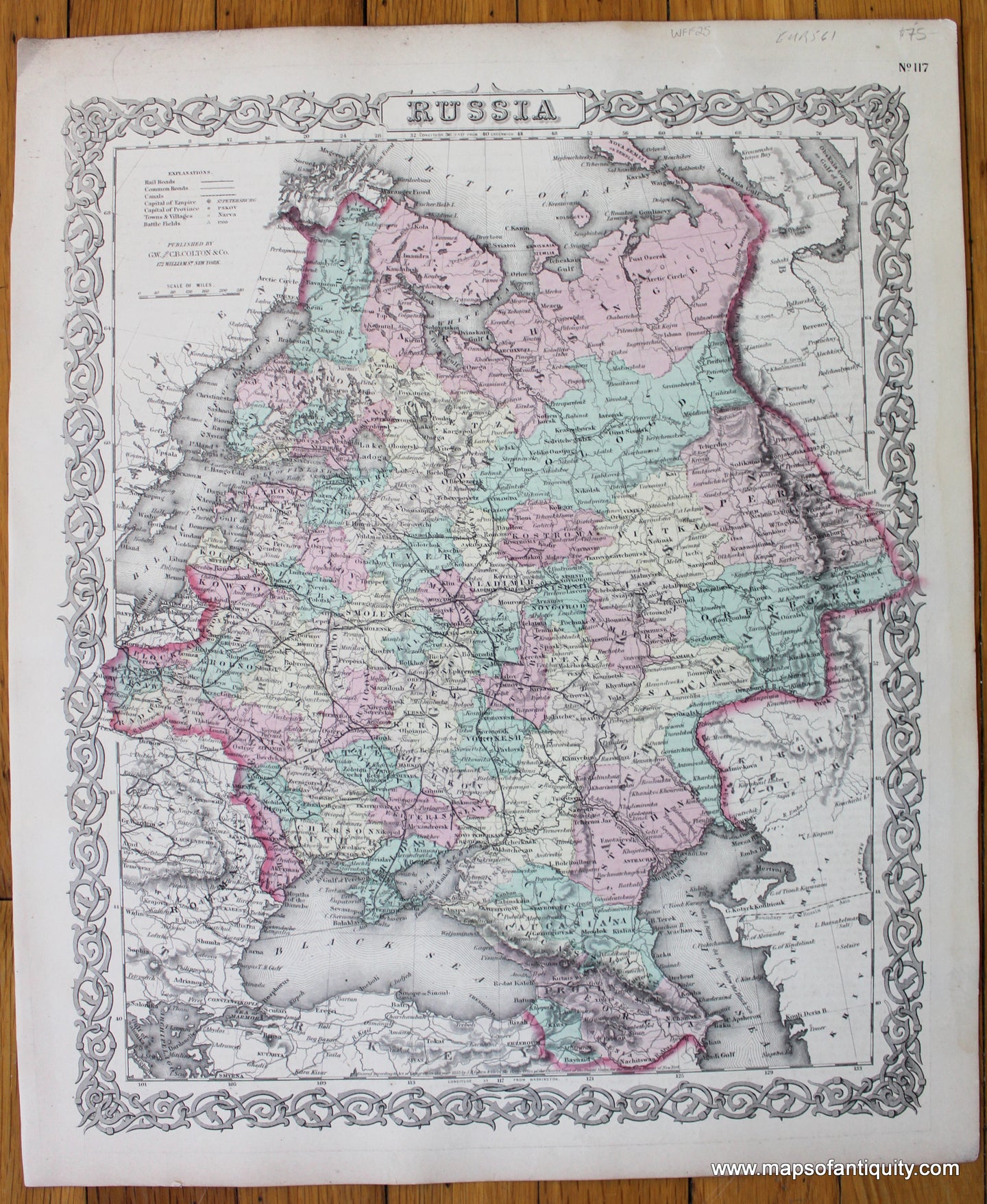 Antique-Hand-Colored-Map-Russia-Europe-Russia-1855-Colton-Maps-Of-Antiquity