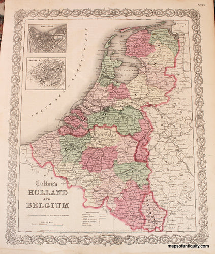 Antique-Hand-Colored-Map-Colton's-Holland-and-Belgium-Europe-Holland-1855-Colton-Maps-Of-Antiquity